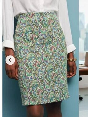 Maeve by Anthropology Paisley-Print Green Pencil Skirt Sz M